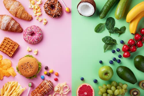 Image of healthy and junk food